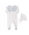 Feltman Brothers Unisex Chevron Velour Romper With Bonnet - Baby In Powder Blue