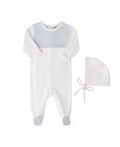 FELTMAN BROTHERS UNISEX CHEVRON VELOUR ROMPER WITH BONNET - BABY