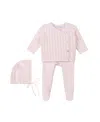 Feltman Brothers Unisex Pointelle Wrap Set With Hat - Baby In Pink