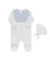 Feltman Brothers Unisex Velour Knit Wrap Romper & Bonnet - Baby In Blue