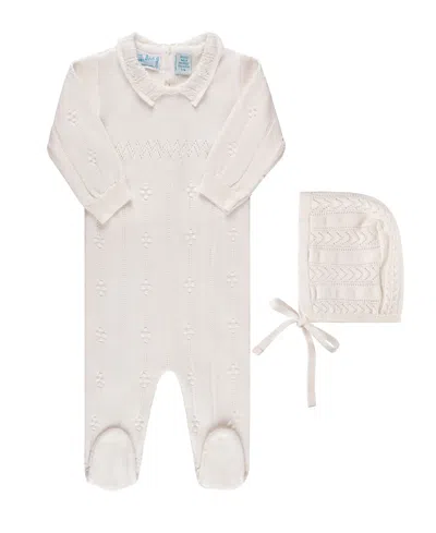 Feltman Brothers Unisex Vintage Knit Romper With Bonnet - Baby In Neutral