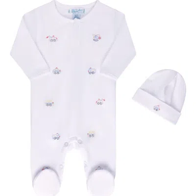 Feltman Brothers Babies'  Vehicle Cotton Footie & Hat Set In White