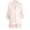 Fely Campo Feather-detail Silk Jacket In Pink