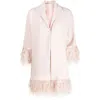 Fely Campo Feather-detail Silk Jacket In Pink