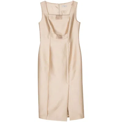 Fely Campo Crystal-embellishment Crepe Dress In Gold