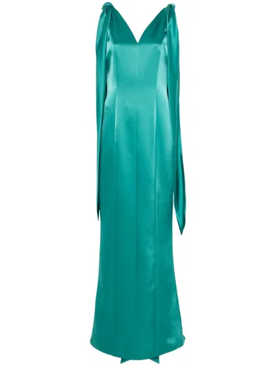Fely Campo Satin Maxi Dress In Multicolor