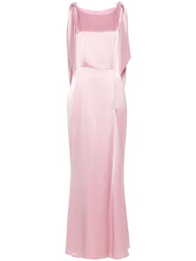 Fely Campo Satin Maxi Dress In Multicolor