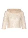Fely Campo Embellished Beads Transparent Top In Gold