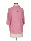 Femme 3/4 Sleeve Button Down Shirt In Pink