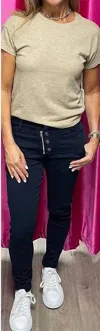 FEMME FATALE FOUR BUTTON SIGNATURE PANT IN NAVY