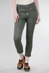 Femme Fatale Four Button Signature Pant In Pine In Silver