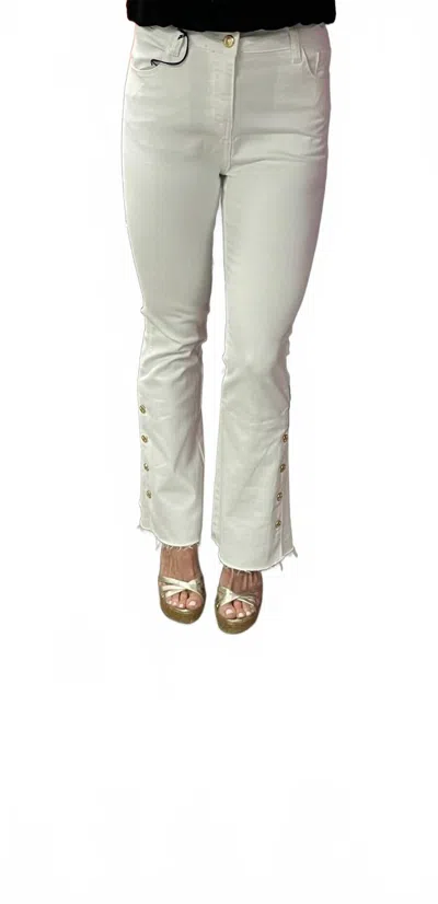 Femme Fatale Veronica Crop Flare Pants In White In Green