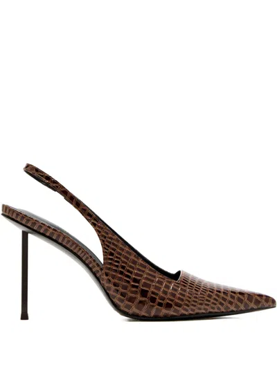Femme La 100mm G63 Slingback Crocodile Pumps In Brown