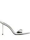 Femme La 100mm Whiskey Metallic Stiletto Mules In Silver