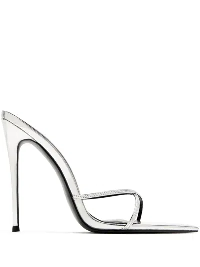 Femme La 120mm Donatella Metallic Stiletto Sandals In Silver