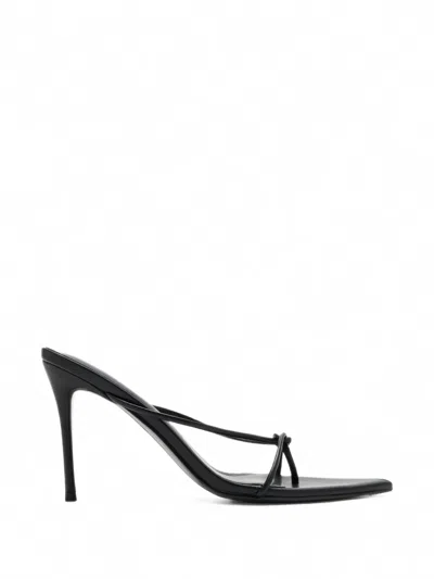 Femme La Akira Knotted Leather Sandals In Black