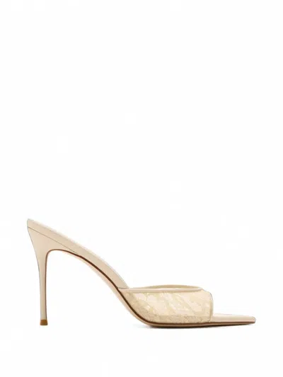 Femme La Bella Lace-panel Sandals In Neutral