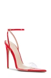 Femme La Gg Ankle Strap Pointed Toe Sandal In Red