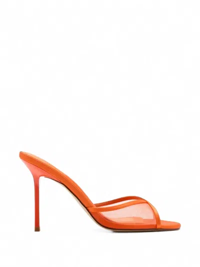 Femme La Iman Mesh-panelled Sandals In Orange