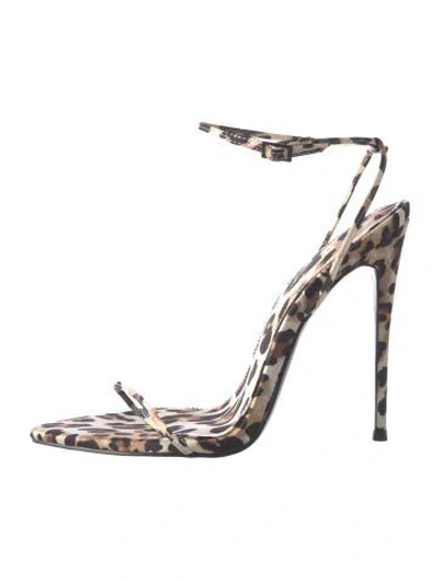Pre-owned Femme La Leather Animal Print Slingback Pumps In Neutral