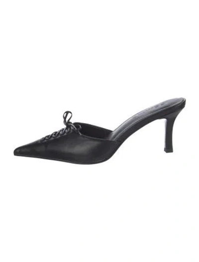 Pre-owned Femme La Leather Mules In Black