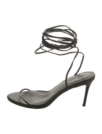 Pre-owned Femme La Leather Sandals In Black