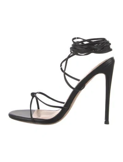 Pre-owned Femme La Leather Sandals In Black