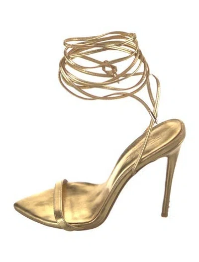 Pre-owned Femme La Leather Sandals In Gold