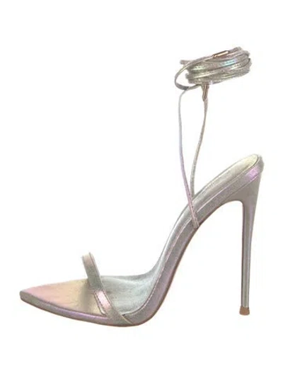 Pre-owned Femme La Leather Sandals In Gray