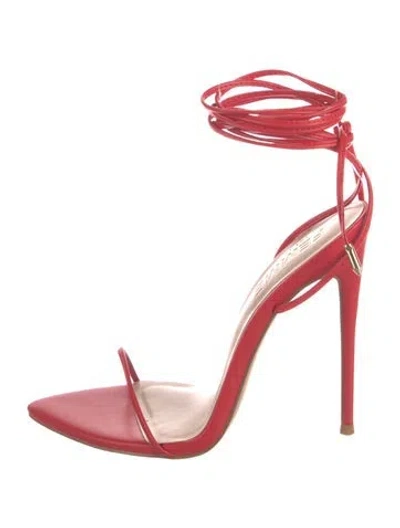 Pre-owned Femme La Leather Sandals In Pink/red