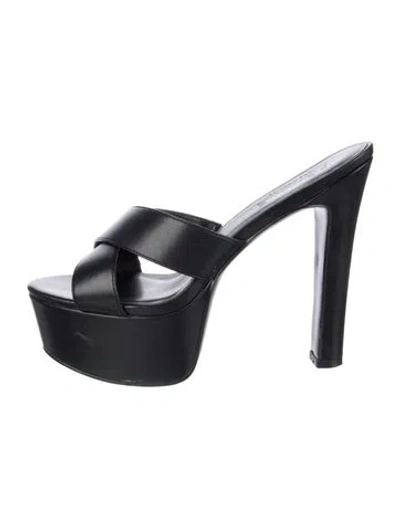 Pre-owned Femme La Leather Slides In Black