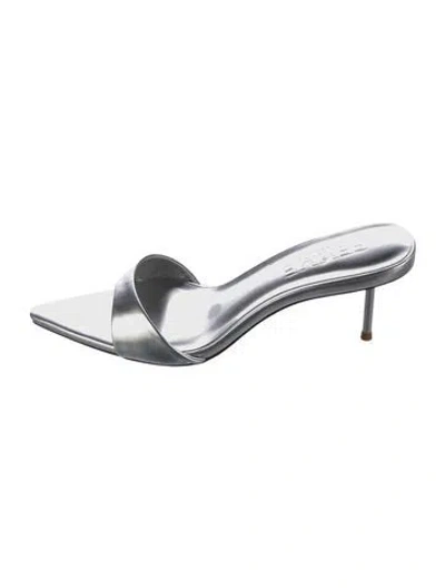 Pre-owned Femme La Leather Slides In Silver