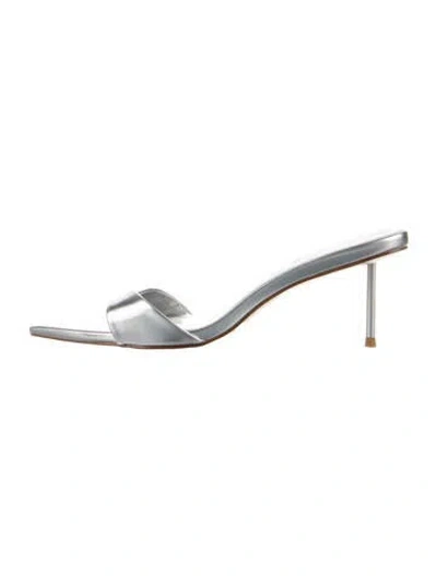 Pre-owned Femme La Leather Slides In Silver