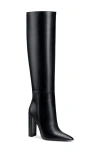 Femme La Paris Pointed Toe Knee High Boot In Black
