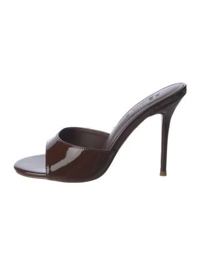 Pre-owned Femme La Patent Leather Mules In Brown