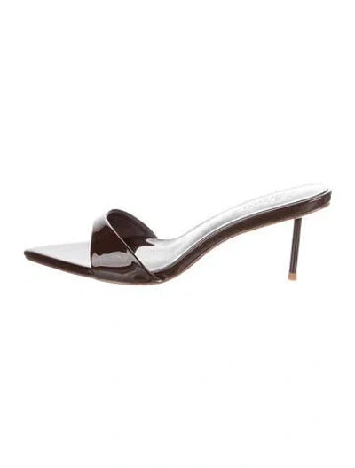 Pre-owned Femme La Patent Leather Slides In Brown