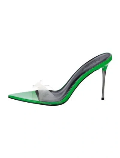 Pre-owned Femme La Patent Leather Slides In Green