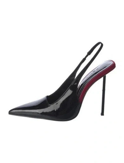Pre-owned Femme La Patent Leather Slingback Pumps In Black