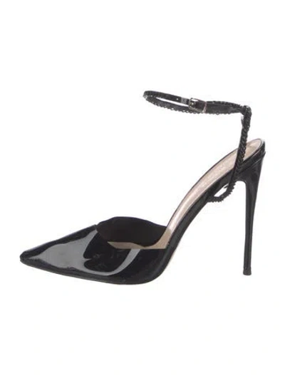Pre-owned Femme La Patent Leather Slingback Pumps In Black