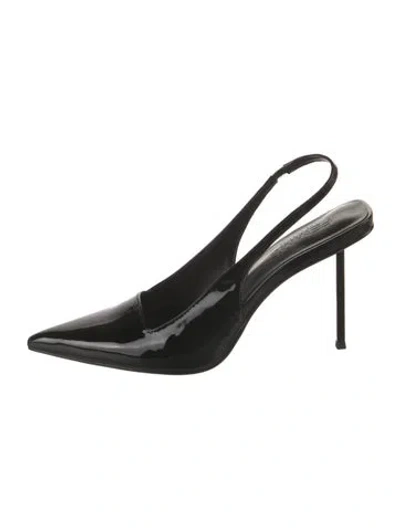 Pre-owned Femme La Patent Leather Slingback Pumps In Black