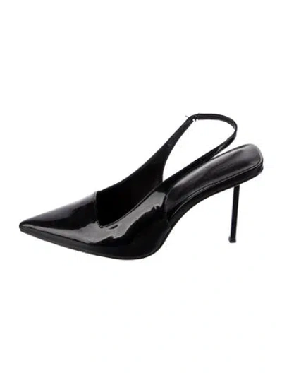 Pre-owned Femme La Patent Leather Slingback Pumps In Black