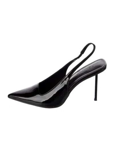 Pre-owned Femme La Patent Leather Slingback Pumps In Black