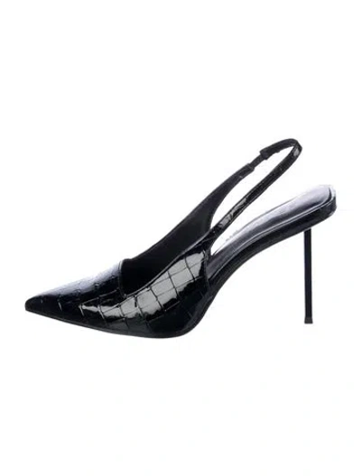 Pre-owned Femme La Patent Leather Slingback Pumps In Black