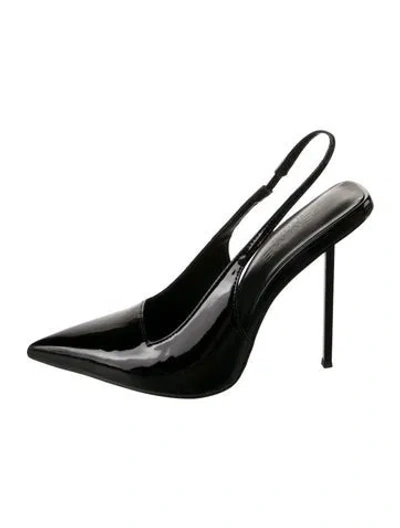 Pre-owned Femme La Patent Leather Slingback Pumps In Black