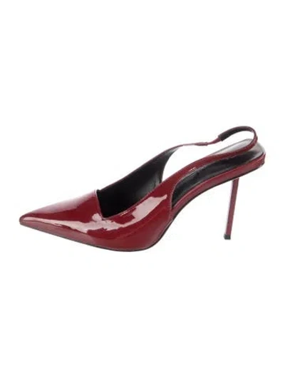 Pre-owned Femme La Patent Leather Slingback Pumps In Red