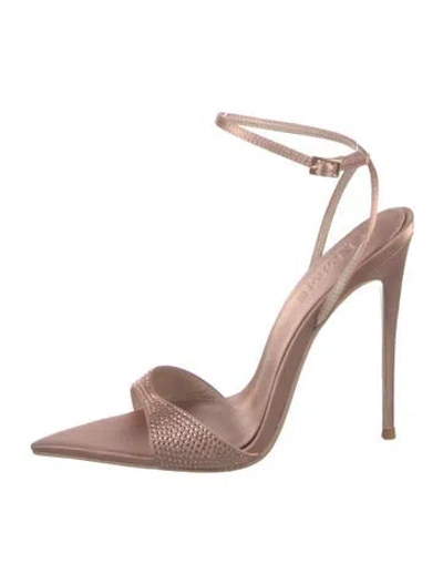 Pre-owned Femme La Satin Crystal Embellishments Sandals In Pink