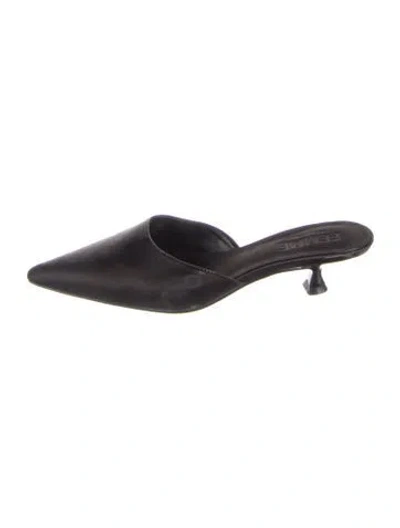 Pre-owned Femme La Satin Mules In Black