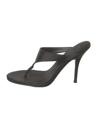 Pre-owned Femme La Satin Slides In Gray