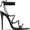 Femme La Sin Ankle Wrap Pointed Toe Sandal In Black