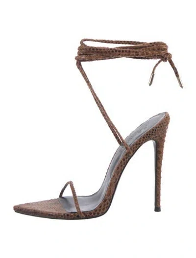Pre-owned Femme La Suede Animal Print Sandals In Neutral